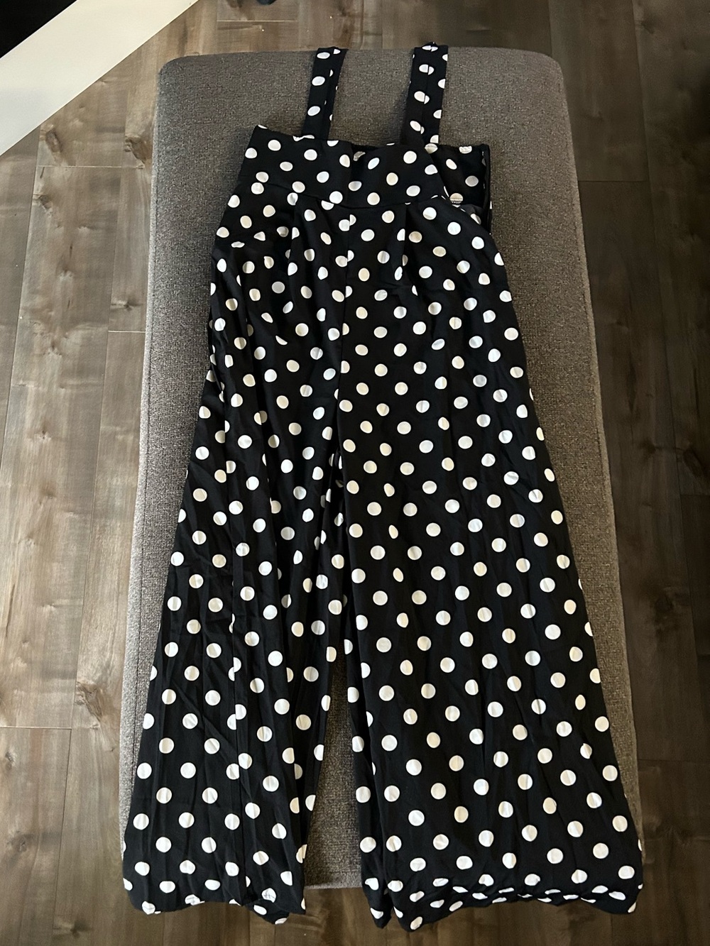 Polka Dot Wide-Leg Jumpsuit - Black & White